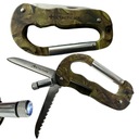 JB Tacticals Karabína s guľôčkovým nožom a baterkou MULTITOOL 5v1 JB-06 CAMO