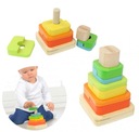 DREVENÝ SORTER PYRAMÍDOVÝ PUZZLE ZÁPASOVÉ BLOKY MONTESSORI MASTERKIDZ