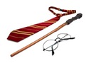 Prútik 44 cm KRAVATÁ SO ZAPÍNANÍM STRIEBORNÉ OKULIARE OUTFIT HARRY POTTER