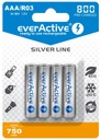 4x everActive R03/AAA 800mAh strieborné batérie