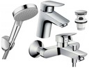 HANSGROHE sprcha + vaňa + umývadlová batéria