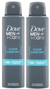 DOVE Men Deo Clean Comfort Antiperspirant 2 x 150 ml