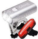 SPECTRE USB STRIEBORNÁ BICYKLOVÁ LAMPA Ghost650 + ZADNÁ