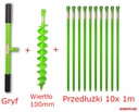 Vŕtačka 100mm + 10 nadstavcov + držiak šneku