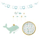 SET BABYSHOWER WHALE BLUE 15ks