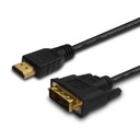 Savio CL-10 HDMI kábel 19pin samec - DVI-D 18+1 samec 1,5m, čierny, zlatý