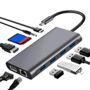 HUB USB-C 11v1 adaptér HDMI 4K VGA Jack SD RJ45 M1