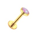 PIERCING Gold Labret náušnice s ružovým opálom Tytan LOBE Helix 1,2/8/4