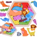 Farebné puzzle Drevené puzzle Zvieratká zo ZOO 13 dielikov ZA4759