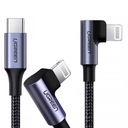 UZELENÝ KRÁTKY USB TYP-C Lightning KÁBEL ČIERNA 1,5 m UHEL 90 STUPŇOV PD 20 W