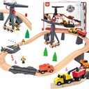 TOOKY TOY Train Drevené koľajnice Súprava Vozidlá Vagóny Vláčik