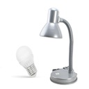 Stolná lampa L1 SILVER 230v + 6W E27 LED ŽIAROVKA