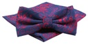 Motýlik Alties Pocket Square - námornícka modrá, červený vzor