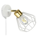 Nástenná lampa GLAMOUR, biela, zlatý vypínač