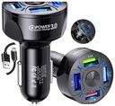 Energetická FAST CAR Charger 4x USB PD QC 3.0 + PEVNÝ KÁBEL