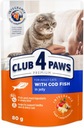 CLUB 4 PAWS mokré krmivo pre mačky - Treska v želé 24x80 g