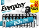 Batéria 20x ENERGIZER Max Plus LR6 AA R6 EP91 1,5V