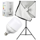 LED štúdiová lampa, statív softbox + žiarovka 5500K