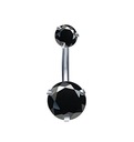 Piercing do pupka s ozdobnými zirkónmi - 1,6/10 Black