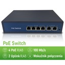 Switch 4 POE porty + 2 LAN 78 W PRE IP CCTV KAMERY