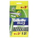 GILLETTE BLUE3 CITLIVÝ JEDEN STROJ 12KS,