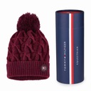 Tommy Hilfiger DÁMSKE POM POM BEANIE DEEP BURGUNDY BONDER BOX