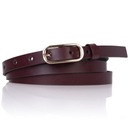 Kožený opasok BURGUNDY čerešňový úzky GOLDEN BUCKLE