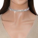 STRIEBORNÝ NÁHRDELNÍK CHOKER 3-radový PREMIUM GLASS ZIRCONIA