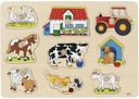 Puzzle Drevená skladačka GOKI Farm 9 dielikov