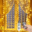 SVETELNÉ ZÁCLONOVÉ LAMPY OKENNÉ GARLANDOVÉ DRÔTY 300 LED 3x3m USB + DIAĽKOVÉ OVLÁDANIE