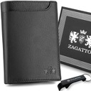 Pánska kožená peňaženka, čierna vertikálna, elegantná, predĺžená RFID ZAGATTO