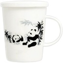 Porcelánový hrnček na čaj Panda s filtrom, 300 ml