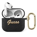 Guess GUA3SASMK puzdro na AirPods 3 kryt čierny/čierny Saffiano Script Metal