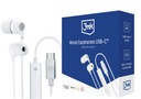 3MK Wired Earphones biele USB-C slúchadlá