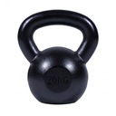 Liatinový kettlebell, čierny, 20 kg, guľa, ploché dno