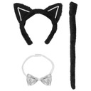 SET CAT EARS TAIL ČELENKA ČIERNA BIELE STRIEBORNÁ