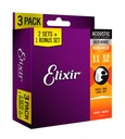 3PACK Elixir NanoWeb 80/20 bronzové struny 11-52 Custom Light (16538)