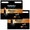 16x alkalické batérie Duracell Optimum AA LR6