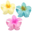 Spona do vlásenky veľká 8 cm HAWAIIAN FLOWER PLUMERIA 3 DIELS set