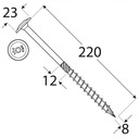 SKRUTKY DO TELA 8x220 TORX TALÁŠKOVÁ HLAVA 25ks.