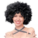 Parochňa Afro Curly Curls, bujné syntetické čierne vlasy