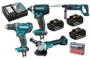 MAKITA SET DLX2127 + BRÚSKA DGA504 + DHR241