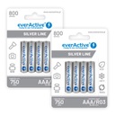 8x everActive R03/AAA Ni-MH batéria 800 mAh r2u 1.2V 1.2V strieborná linka