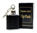 Flask Leather Black Keychain Mini Small 1oz 30ml