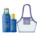 NIVEA Opaľovacie mlieko na opaľovanie SPF 50 200 ml + detský olej 200 ml + vrecko