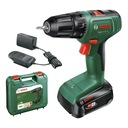 BOSCH EasyDrill VŔTAČKA VŔTAČKA 18V 38 Nm + KUFRE + 2 Ah AKU.