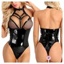 ČIERNE lesklé body S LATEXOVÝM Zipsom LATEXOVÁ KOŽA BDSM FISHNET XL