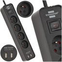 Predlžovací kábel Power Strip 4 zásuvky Kábel 1,5m 2xUSB CE Certifikát