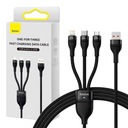 USB kábel Baseus Flash II 3v1, USB-C + micro USB + Lightning, 66W, 1,2 m (časť.