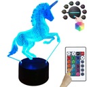 JEDNOROŽEC NOČNÁ LAMPA 3D LED FARBY USB DIAĽK